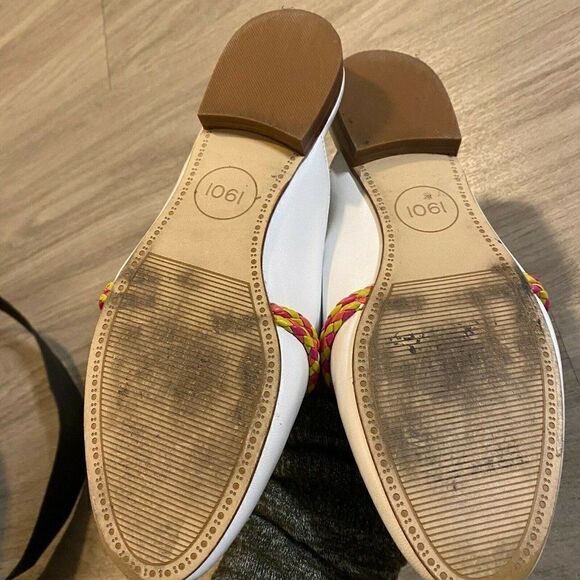 1901 Womens Ryland Ivory Leather Almond Toe Slip On Casual Mule Shoes Size 7.5 M - Picture 4 of 6